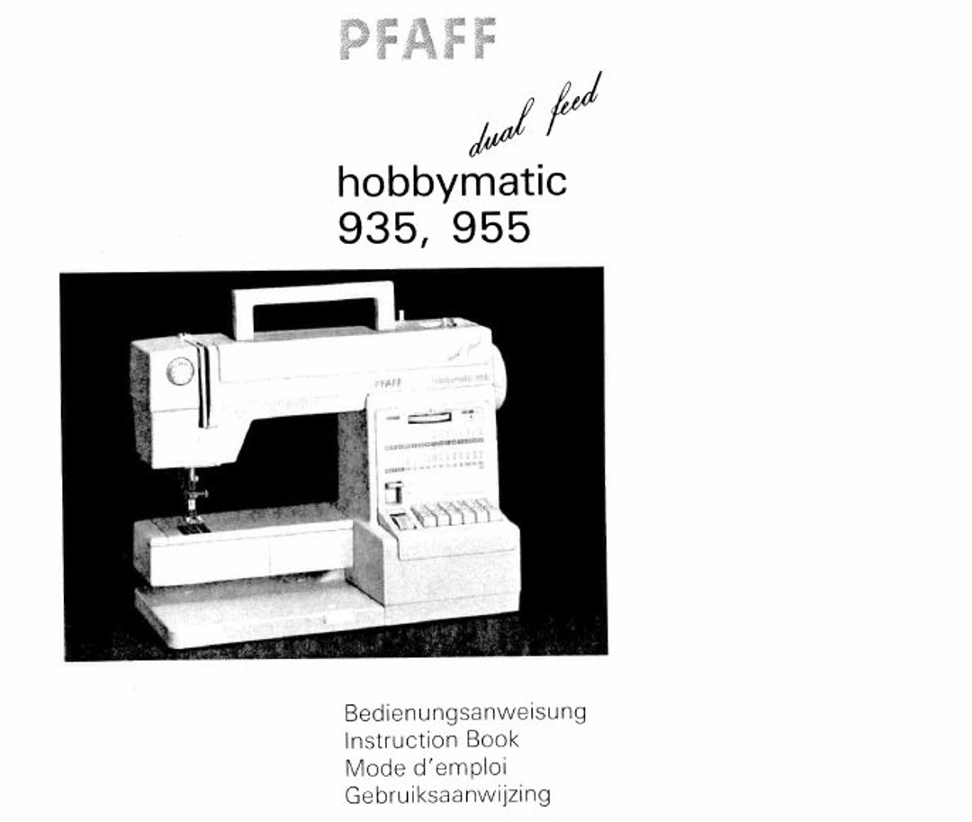 PFAFF 935 955 Hobbymatic Sewing Machine Instruction Manual (PDF