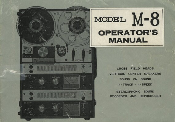 AKAI M-8 Operators Manual Inc Conn Diags and Trshoot Guide 4 Track Stereo Tape  Recorder 