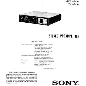SONY Ta-E901 onderhoudshandleiding stereovoorversterker in het Engels. MEER HANDLEIDINGEN @ themanualsservice punt com