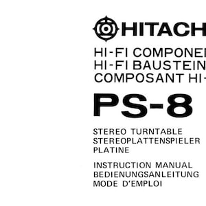 HITACHI PS-8 Bedienungsanleitung Riemenantrieb Stereo Plattenspieler in English Deutsch Et Francais