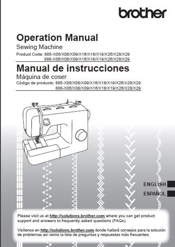 BROTHER XM2701 Operation Manual Manual De Instrucciones Sewing Machine Maquina De Coser English Espanol