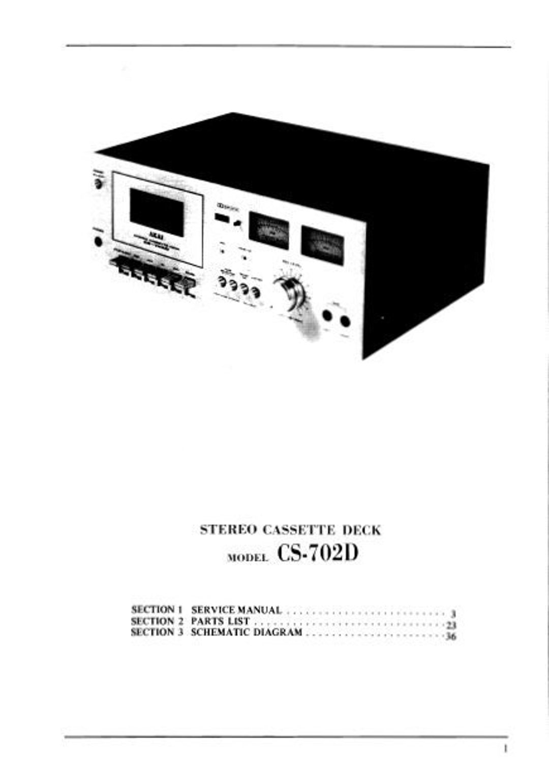 AKAI CS-702D Service Manual: Stereo Cassette Tape Deck (pcbs Schem
