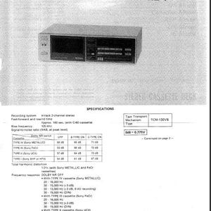 SONY Tc-V3 Service Manual Stereo Cassette Deck in English. MORE MANUALS @ themanualsservice dot com