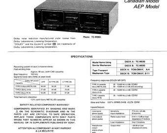 SONY TC-W550 TC-W551 Stereo Kassettendeck Service Handbuch