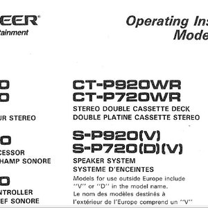 Pioneer Music System Operating Instructions - English & French
