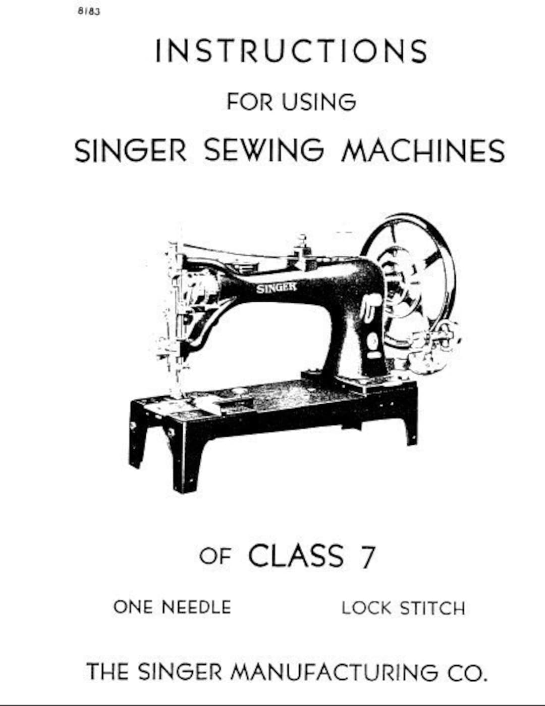 SINGER CLASS 7 Instructions Sewing Machine Etsy