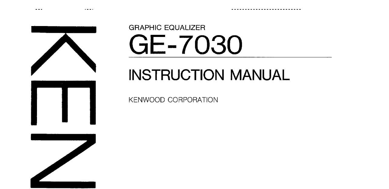 KENWOOD GE-7030 Instruction Manual Graphic Equalizer 19 Pages