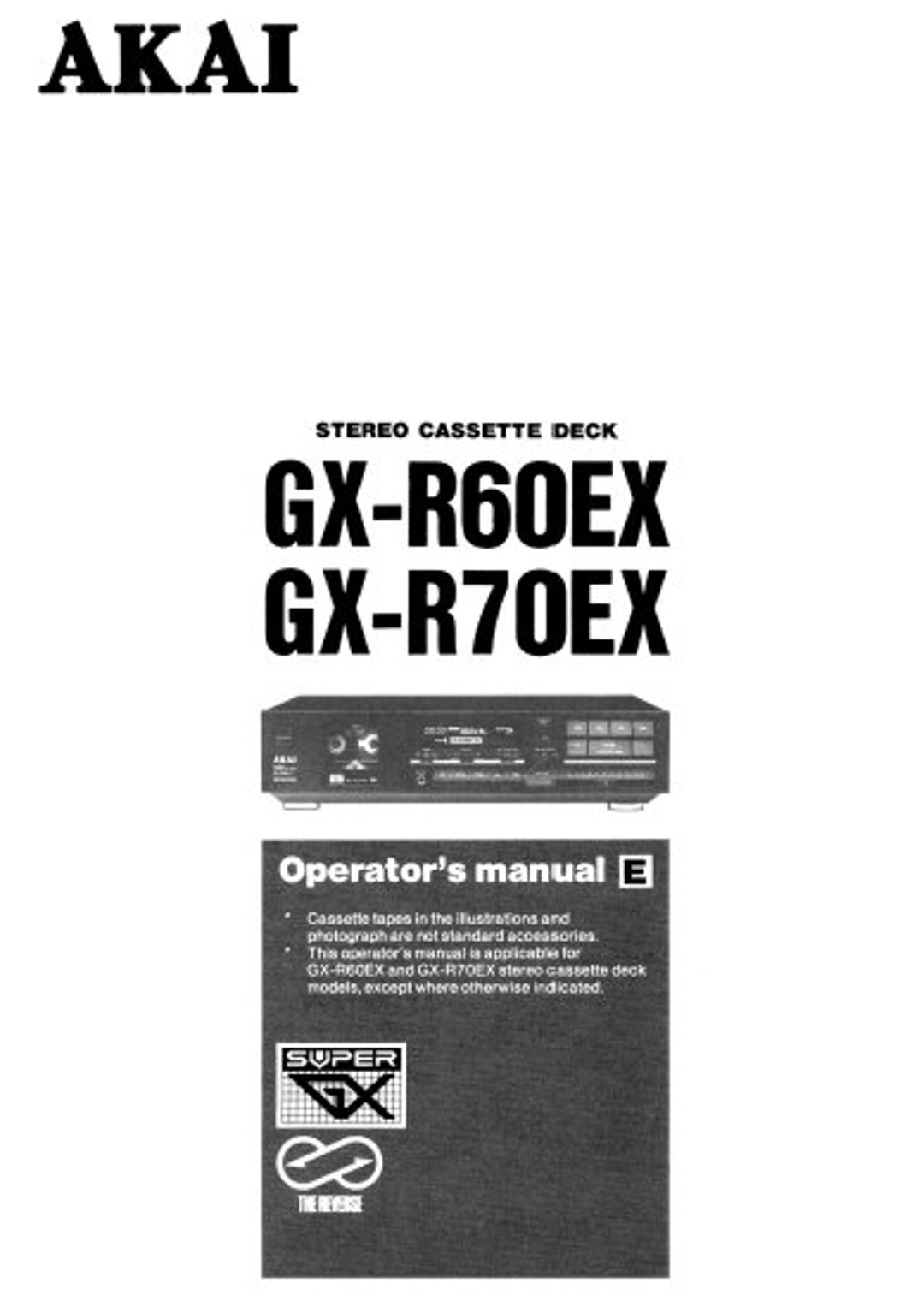 AKAI GX-R60EX GX-R70EX ステレオカセットデッキ 取扱説明書 - Etsy 日本
