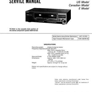 Manuale di servizio SONY Tc-W421 Stereo Cassette Deck in inglese. ALTRI MANUALI @ themanualsservice dot com