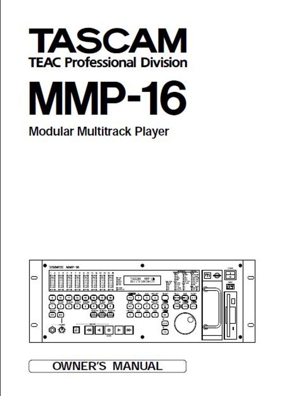 TASCAM MMP-16 Owners Manual Modular Multitrack Player 127 Pages English ...