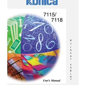 May include: Konica 7115/7118 printer copier user's manual with a colorful abstract design on the cover.