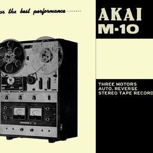 AKAI M-10 Bedienungsanleitung inkl. Anschlussdiagramme, 3 Motoren, Auto-Reverse, 4-Spur-Stereo-Tonbandgerät auf Englisch