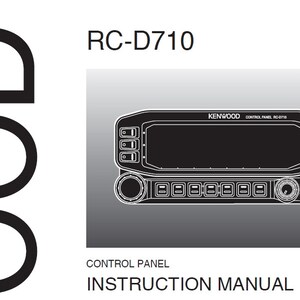 Puede incluir: Dibujo en blanco y negro de un panel de control Kenwood RC-D710 con una pantalla de visualización, botones y perillas. El texto "CONTROL PANEL" e "INSTRUCTION MANUAL" está debajo de la imagen.