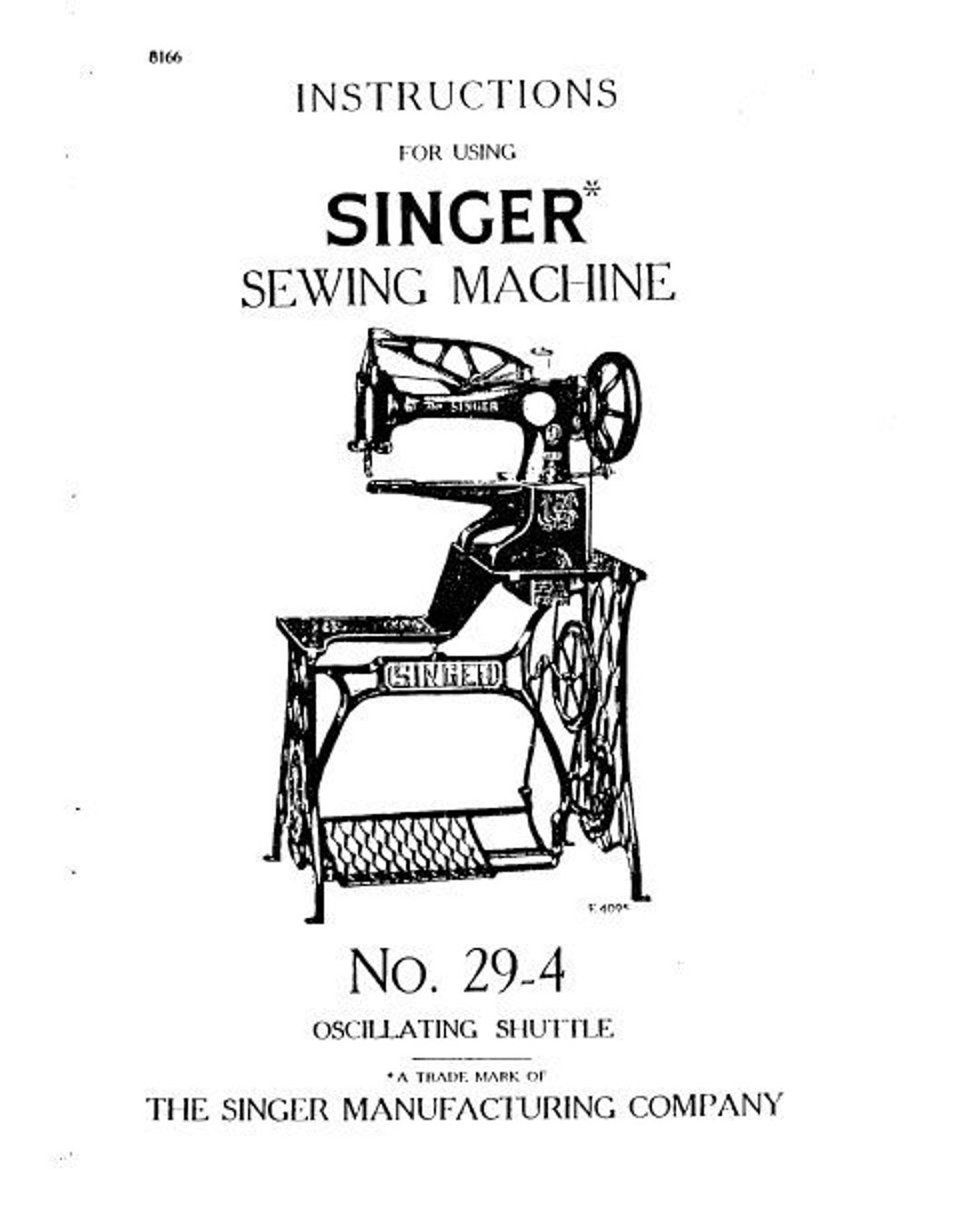 SINGER 29-4 Instructions Sewing Machine 7 Pages in English. Pdf