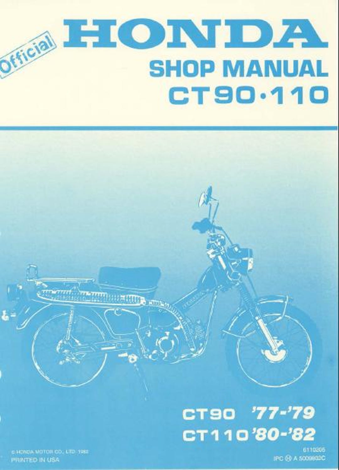 HONDA CT90 1977-1979 CT110 1980-1982 ショップマニュアル オートバイ