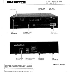 Manual de servicio del reproductor de CD KENWOOD Dp-R792 Dp-R892 Dp-R4440 en inglés. MÁS MANUALES @ themanualsservice dot com