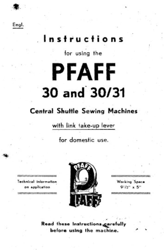 Mode d'emploi Pfaff 30 (38 des pages