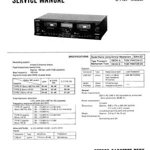 Manuale di servizio SONY Tc-W200 Stereo Cassette Deck in inglese. ALTRI MANUALI @ themanualsservice dot com