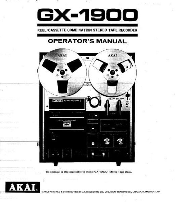 Buy AKAI GX-1900/GX-1900D Stereo Tape Recorder Operator's Manual