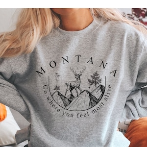 Montana Sweatshirt, Unisex Big Sky County Montana State Sweater, Unisex super soft and comfortable. Oversized Clothing Sweater.