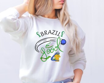 Brazil Football Sweatshirt: World Cup 2022 Qatar Unisex Pullover