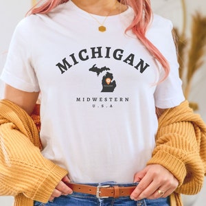 Michigan Shirt, Midwestern Michigan Travel, Michigan Football Shirt Michigan Sports Shirt- Unisex super soft and comfortable.
