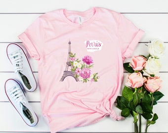 Camiseta de París: Diseño floral de la Torre Eiffel, camiseta súper suave