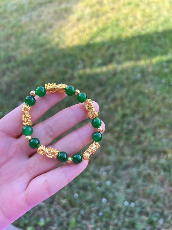 Pixiu Bracelet Feng Shui Good luck wealth Bracelet Green pixius