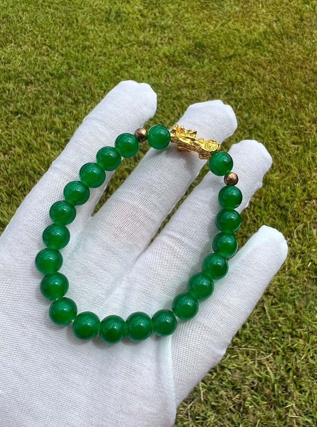 Bracciale Feng Shui Ricchezza In Vera Giada Verde Con Pixiu - Portafortuna Per Donna Con Confezione Regalo