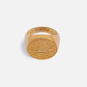 925 Silver Sunrise Signet Ring, Gold Vermeil, Sunset, Rustic, Carved, Engraved, Handmade, Summer Ring For Men and Women