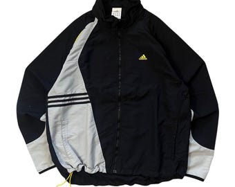 Giacca a vento Adidas vintage Y2K nera grigia sportiva taglia XL