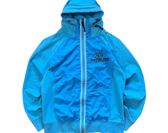 Giacca con cappuccio vintage G-Star Raw Blue, stile streetwear anni 2000, con cerniera, taglia XXL