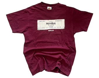 T-shirt vintage Hard Rock Cafe Berlin bordeaux taglia XL Y2K