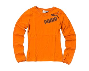 Vintage Puma Orange Long Sleeve Shirt Y2K Sportswear Tee