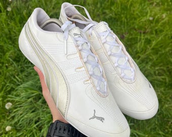 Vintage Puma Y2K witte leren sneakers / minimalistische lage sneakers uit de jaren 2000 / streetwear uit het archief, maat EU 41