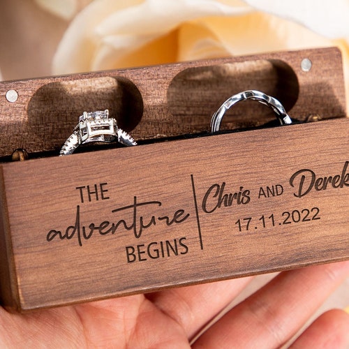 Personalized Wedding Ring Box Custom Wood Ring Box Engagement Etsy