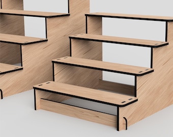 4 Shelf Retail Counter Display Stand SVG - Cupcake Stand - Display Shelves - Laser Cut File - Multi-Material - Glowforge SVG