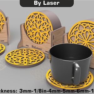 Sottobicchiere con motivo in formato SVG, per taglio laser, file per taglio laser di sottobicchieri, file Glowforge in formato DXF, download digitale