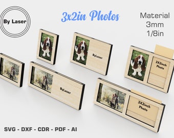 Picture Frame 3x2in Photo - Laser Cut Wood Picture Frame - Family Photo Frame Laser Cutting Files Glowforge DXF , SVG