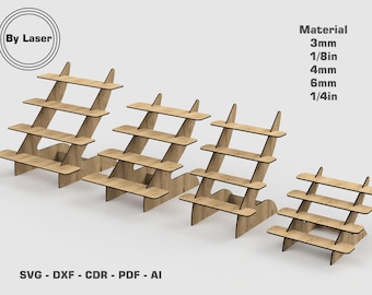 Crafting Display Stand Laser Cut Files - Cupcake Stand - 4 Different Size Portable Display Stand - Glowforge SVG DXF EPS