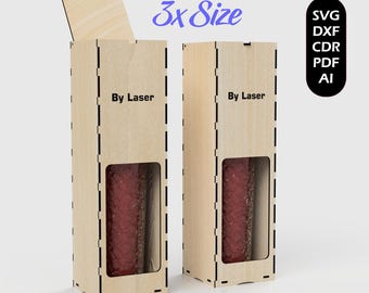 Laser Cut Wine Box Files, 3X Size, Gift Box Template Digital Download Svg