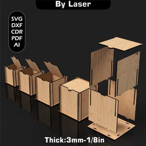 Pliki do wycinania laserowego w drewnianych pudełkach, rozmiar 5X, pobieranie cyfrowe SVG PDF DXF
