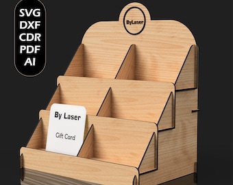 Gift Card Display Stand SVG: Laser Cut Files, Multiple Material, Glowforge DXF PDF