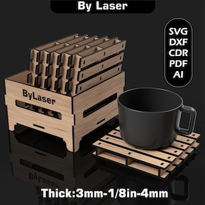 Lasergesneden onderzetters voor pallets, houten onderzetters, Glowforge-bestand SVG DXF PDF