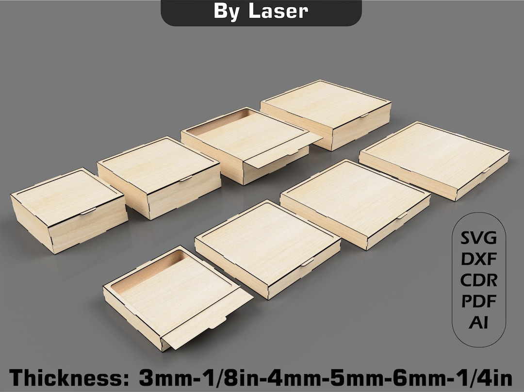 Laser Cut Sliding Lid Box Bundle: 6 Designs, SVG DXF Files - Etsy UK