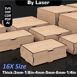 Laser Cut Trinket Box With Flip Up Lid Files, 16X Size, Stash Box, SVG