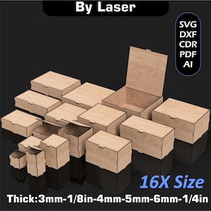 Laser Cut Trinket Box With Flip Up Lid Files, 16X Size, Stash Box, SVG