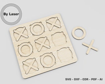 Easy Cut Tic-tac-toe Board Laser Cut File SVG - Etsy