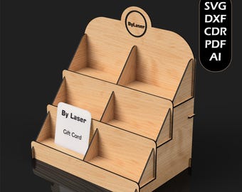 Gift Card Display Stand SVG: Laser Cut Files, Multiple Material, Glowforge DXF PDF