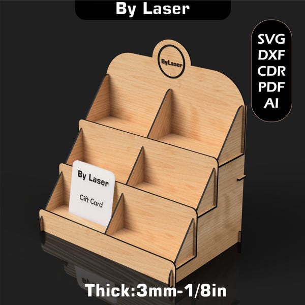 Gift Card Display Stand SVG: Laser Cut Files, Multiple Material, Glowforge DXF PDF